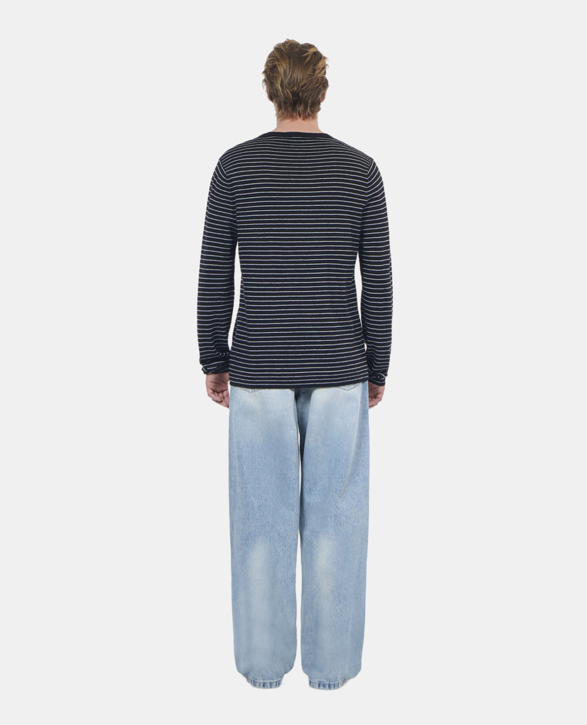 Striped wool sweater, BLACK / WHITE, hi-res image number null