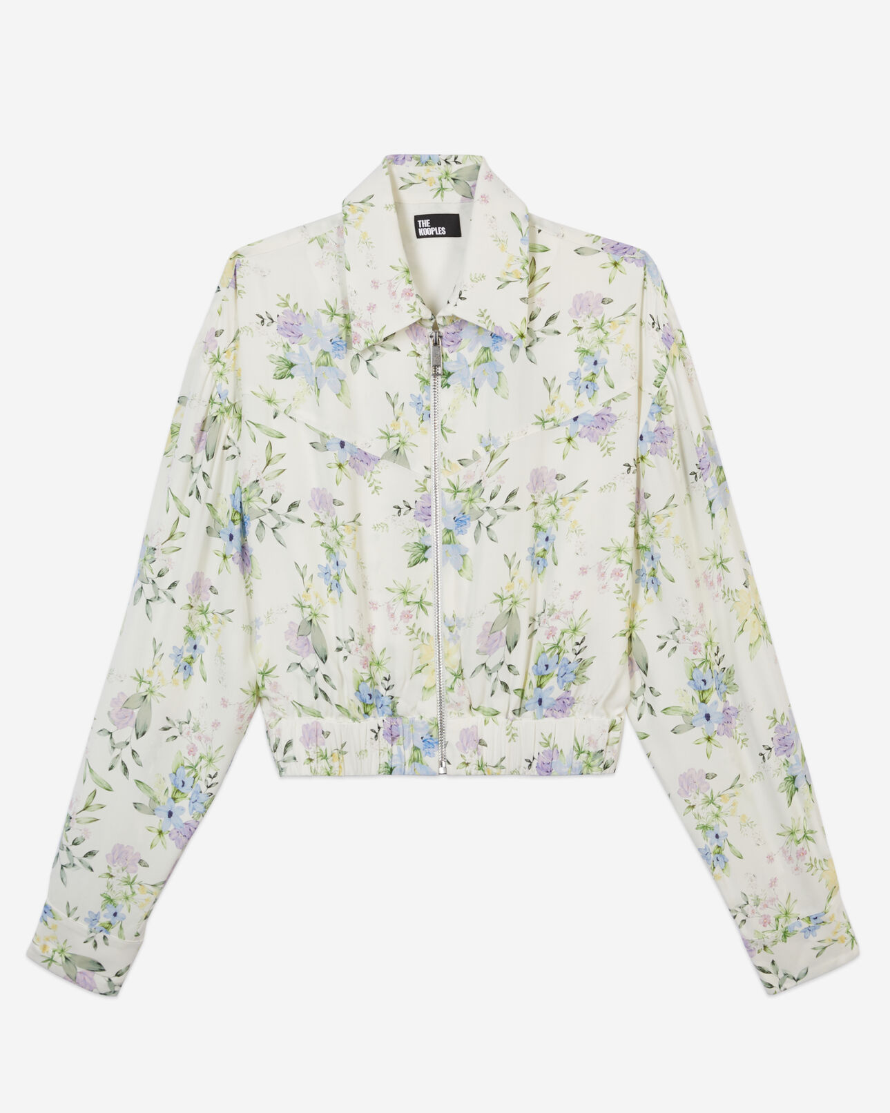 The Kooples FEMME LIGHT BLUE/WHITE chemise fleurie avec zip