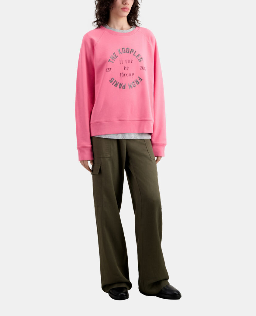 The Kooples WOMEN OLD PINK pink sweatshirt with 11 rue de prony serigraphy