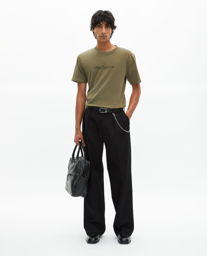 The Kooples HERREN KAKI t-shirt mit logo in vintage-optik in khaki