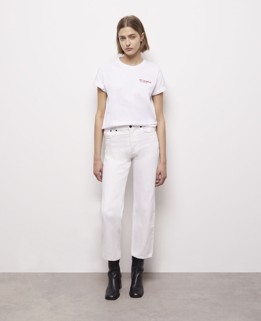 white straight-cut jeans