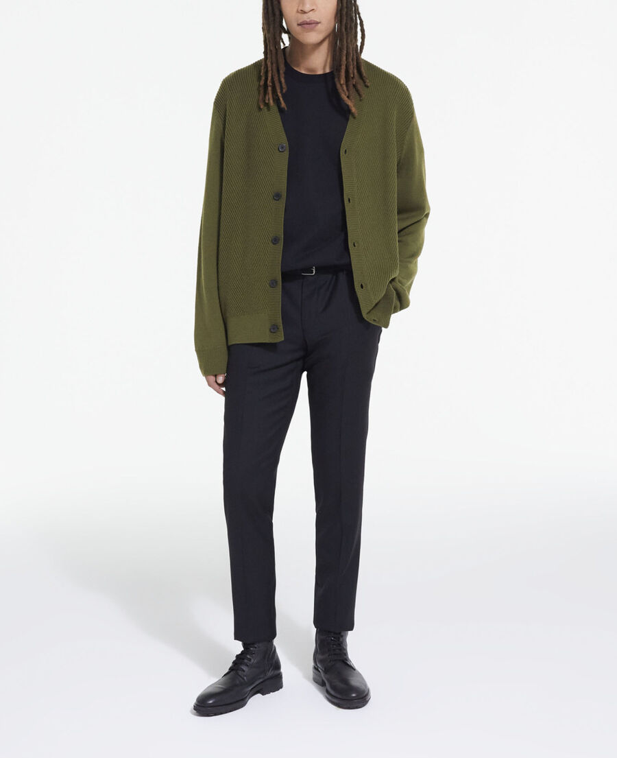 khaki wool cardigan