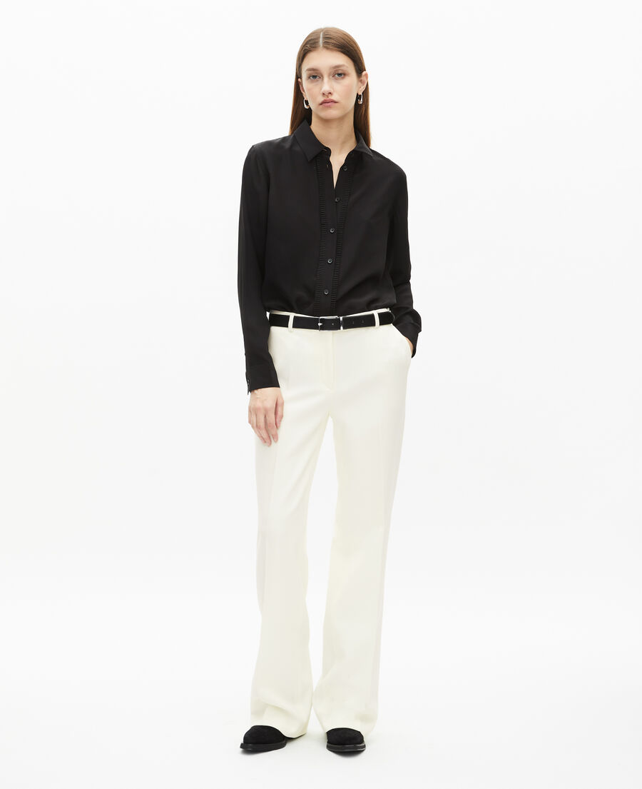 The Kooples FEMME ECRU pantalon tailleur en crêpe coupe droite écru