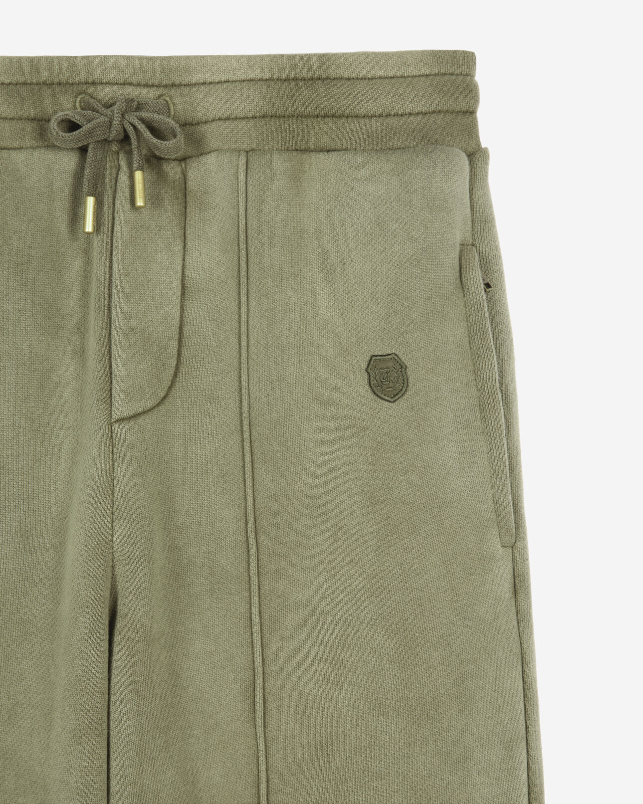 The Kooples HERREN KAKI khakifarbene jogginghose mit wappen