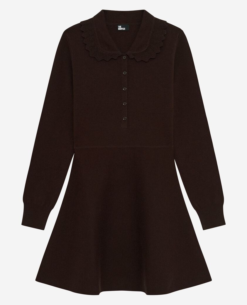 The Kooples DAMEN CHOCOLATE kurzes kleid aus braunem strick