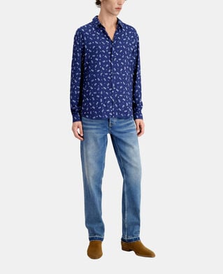 The Kooples HERREN WHITE / NAVY bedrucktes hemd