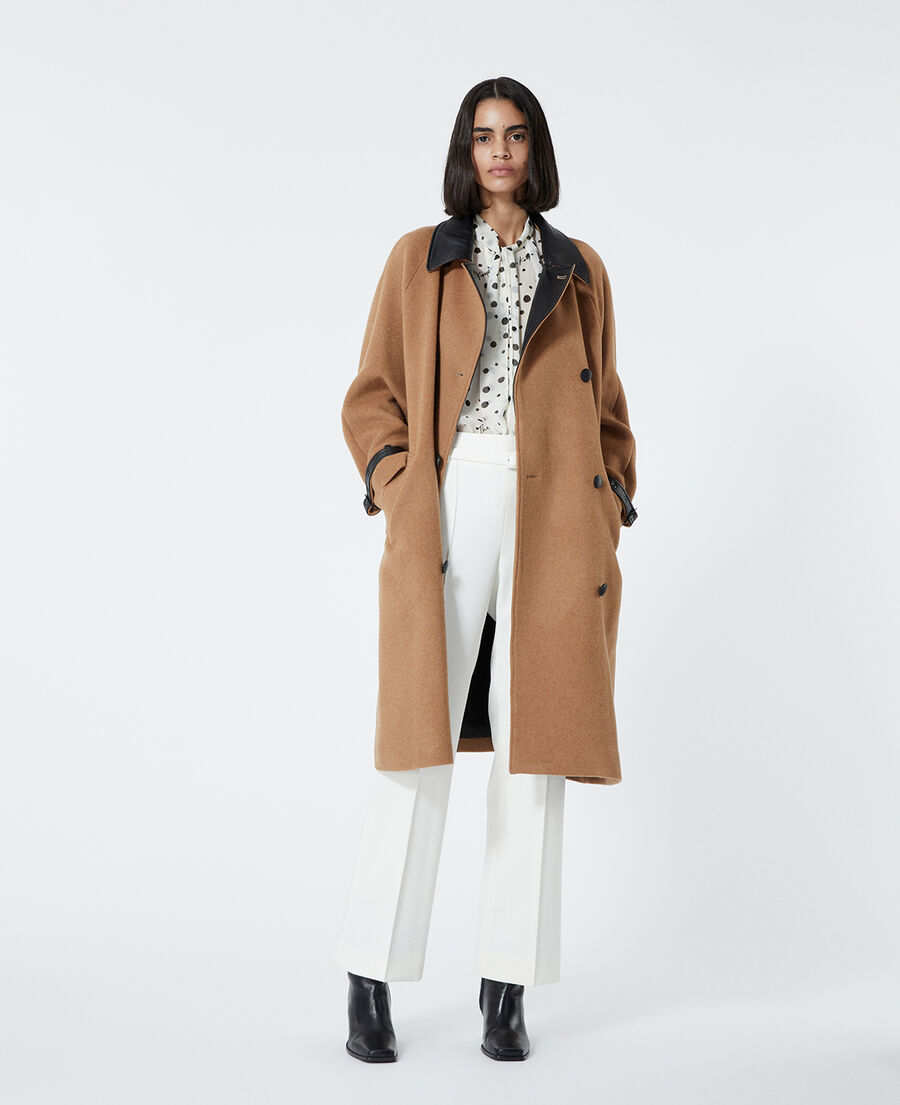 manteau beige femme laine