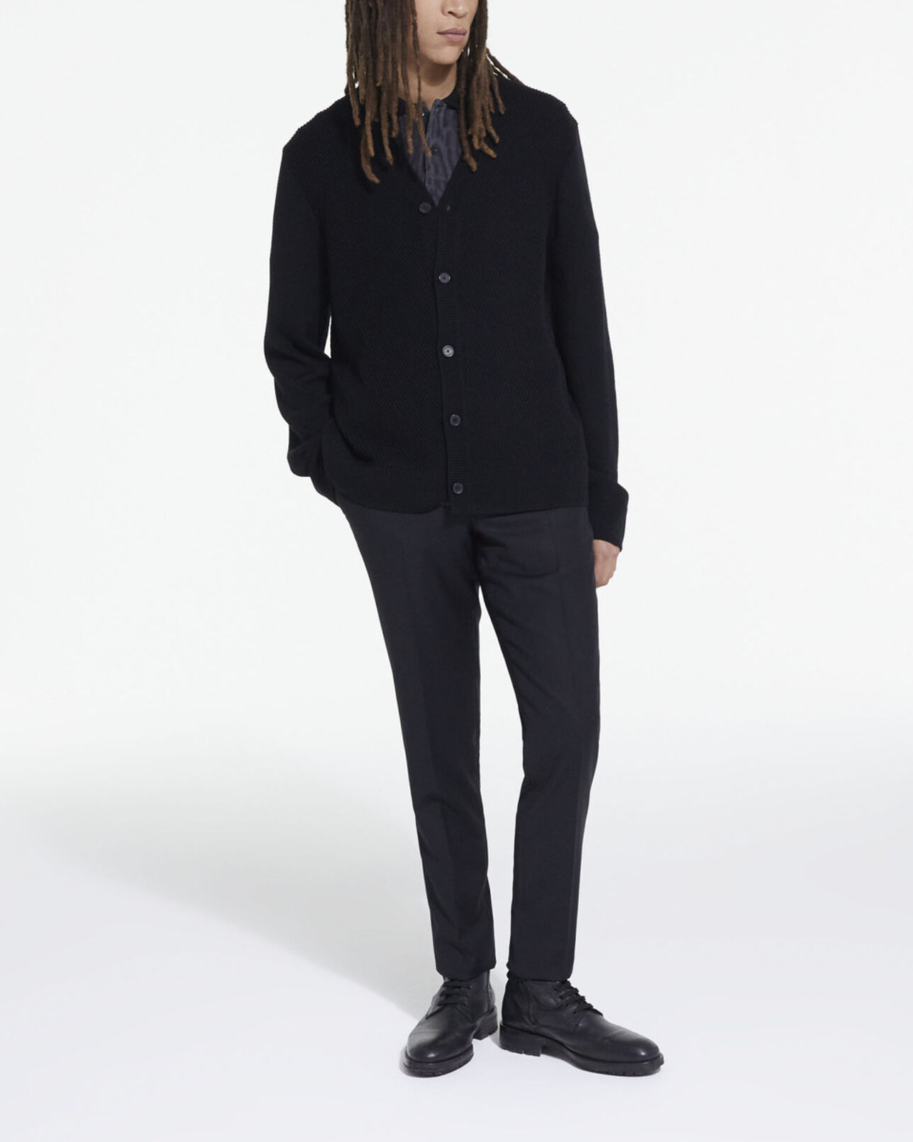 The Kooples MEN BLACK black wool cardigan