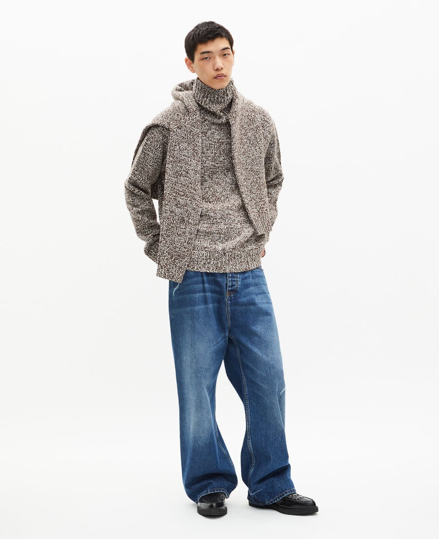 The Kooples HOMBRE BEIGE-BROWN jersey beige y blanco con cuello vuelto