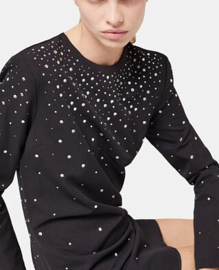 The Kooples FEMME BLACK robe courte détails strass noire