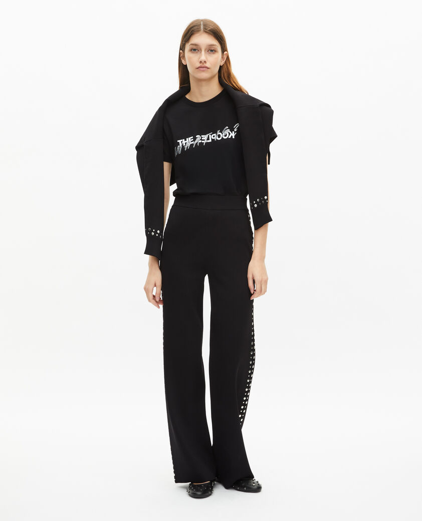 The Kooples FEMME BLACK pantalon en maille avec studs noir