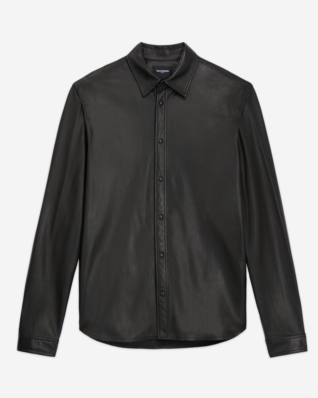 The Kooples HOMME BLACK chemise col classique en cuir noire