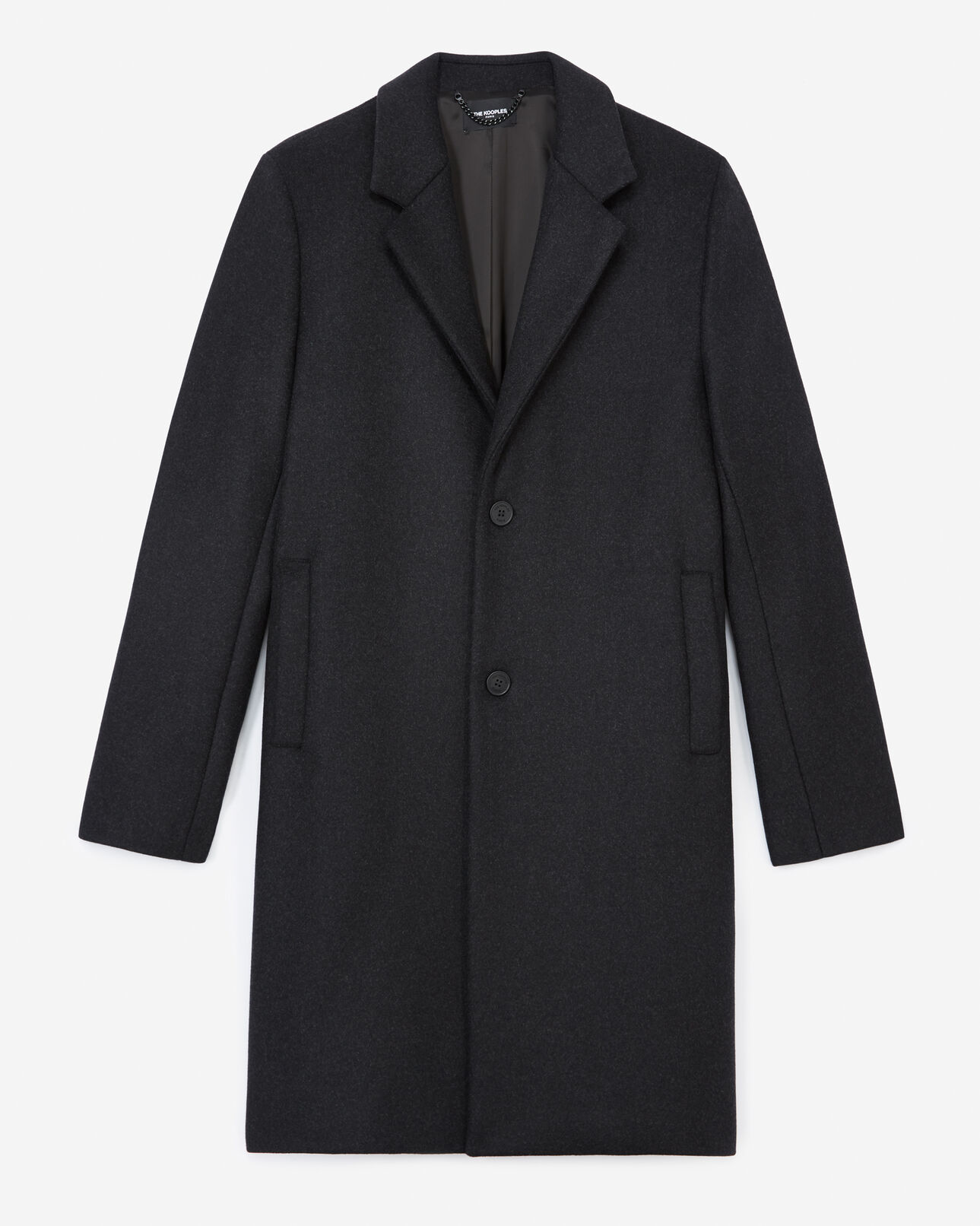 The Kooples MEN ANTHRACITE grey wool 2 button coat