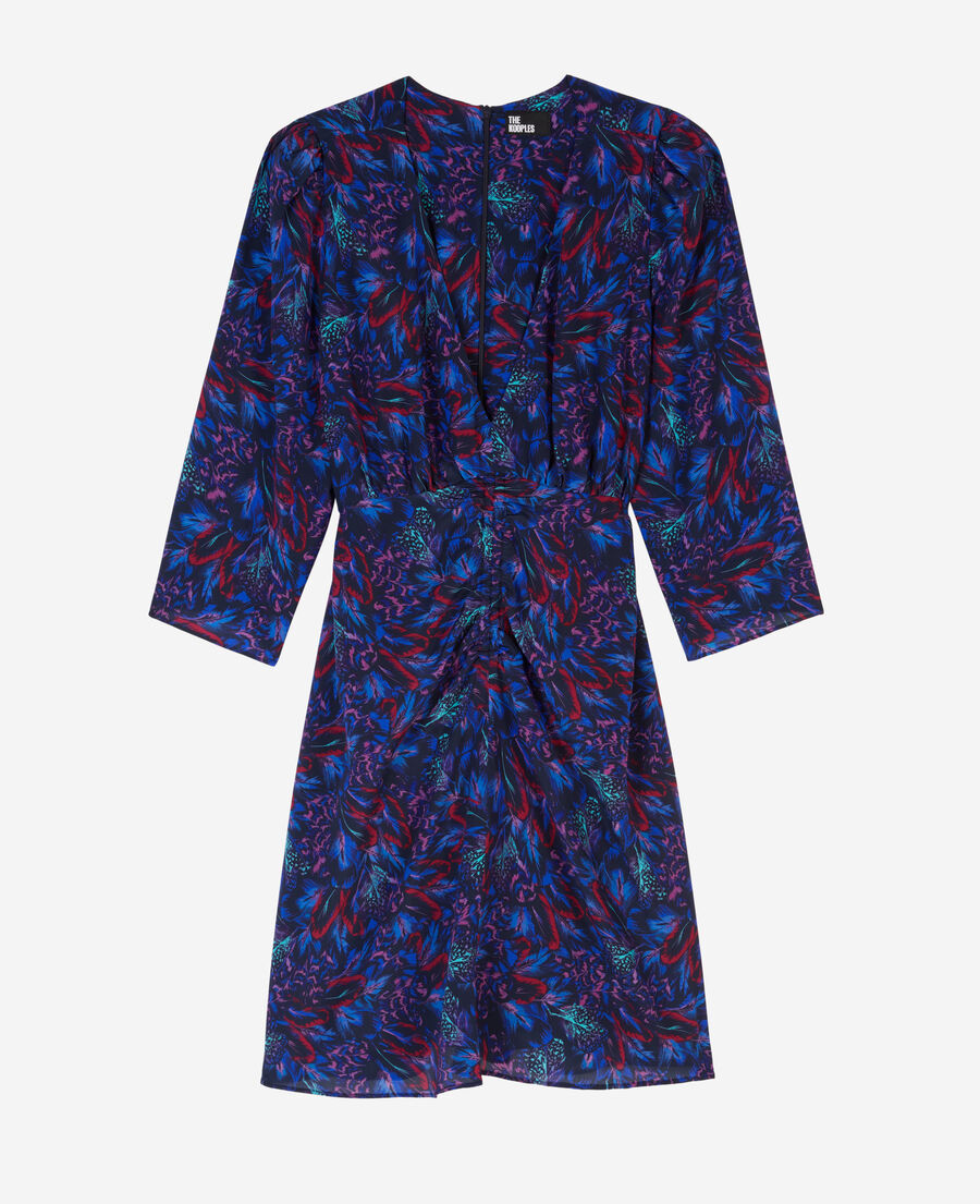더 쿠플스 The Kooples Robe courte imprimee avec fronces,BLUE RED