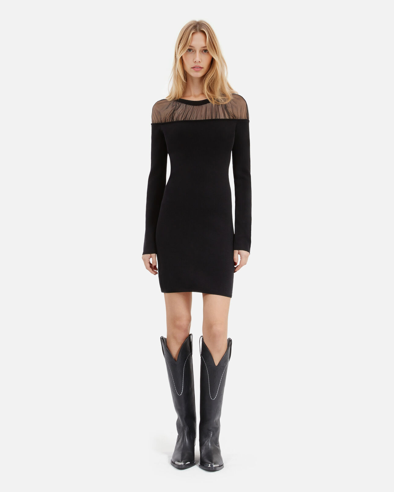 The Kooples WOMEN BLACK short black ruched dress