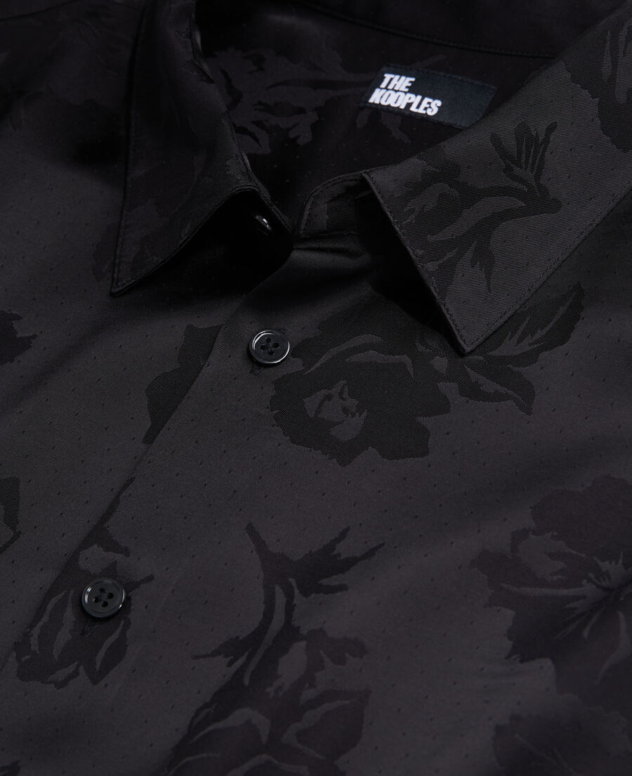 chemise jacquard noire à fleurs