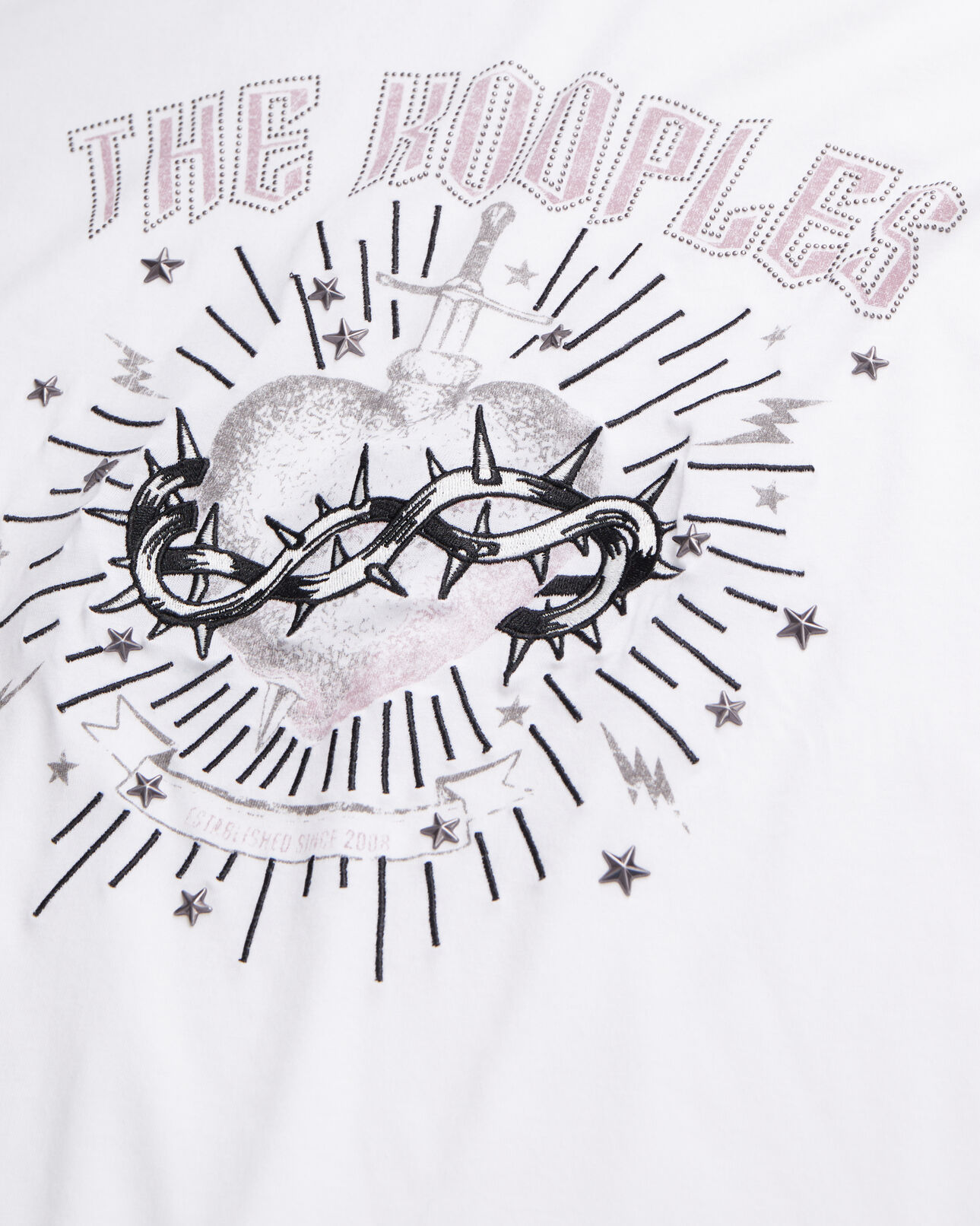 The Kooples WOMEN WHITE women's white t-shirt with dagger through heart serigraphy