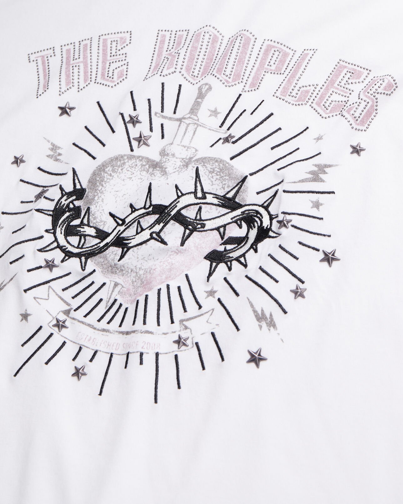 The Kooples WOMEN WHITE women's white t-shirt with dagger through heart serigraphy