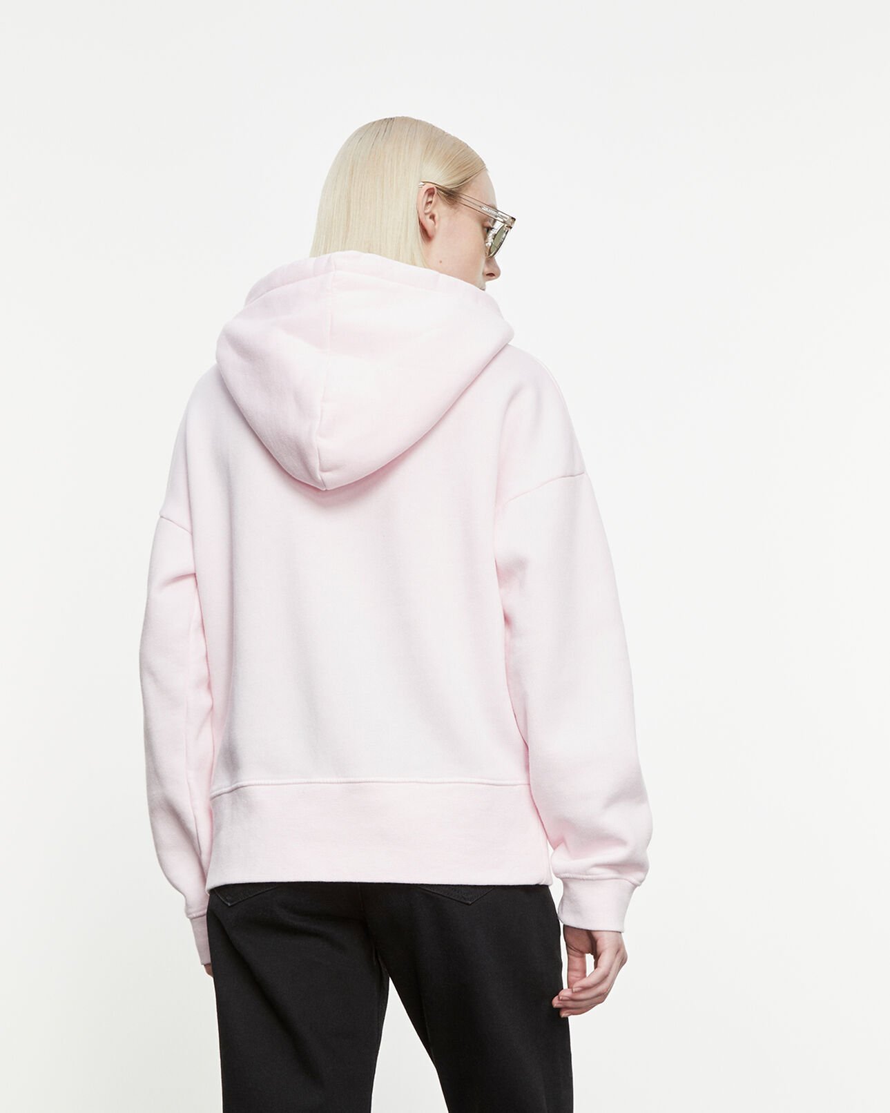 The Kooples FEMME PINK sweat rose à capuche et logo imprimé