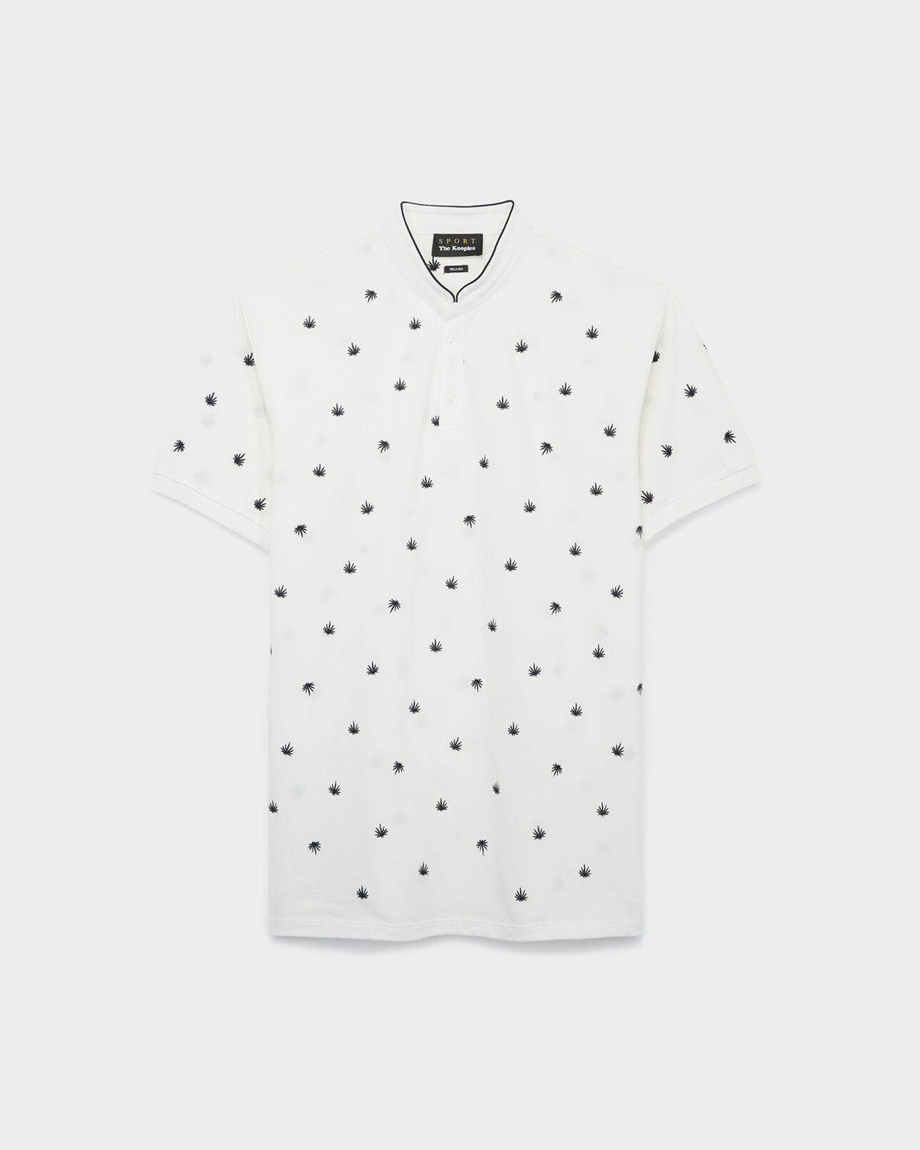 The Kooples HOMME WHITE polo coton blanc dahlias brodés