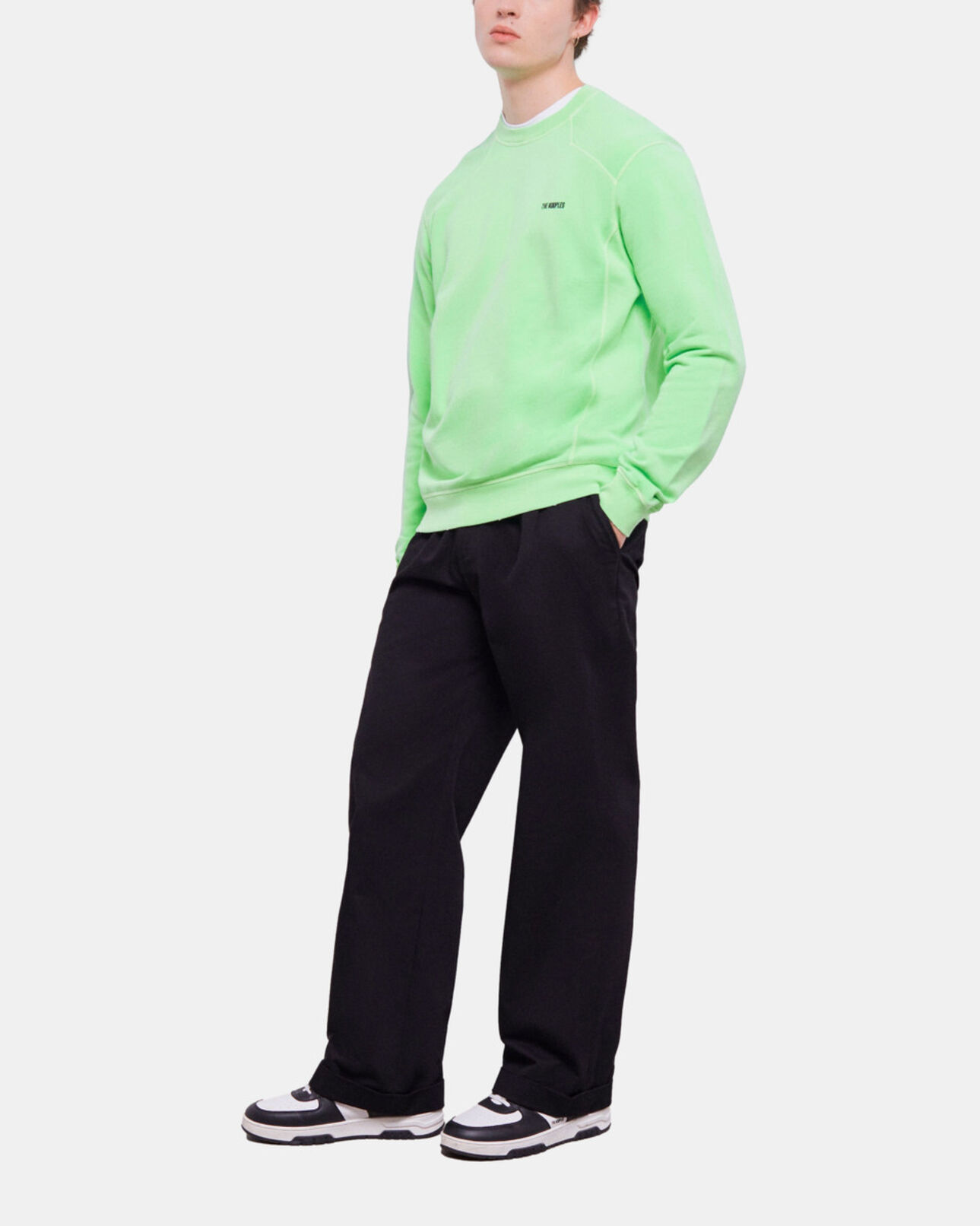 The Kooples MEN VERT FLUO fluorescent green sweatshirt with logo