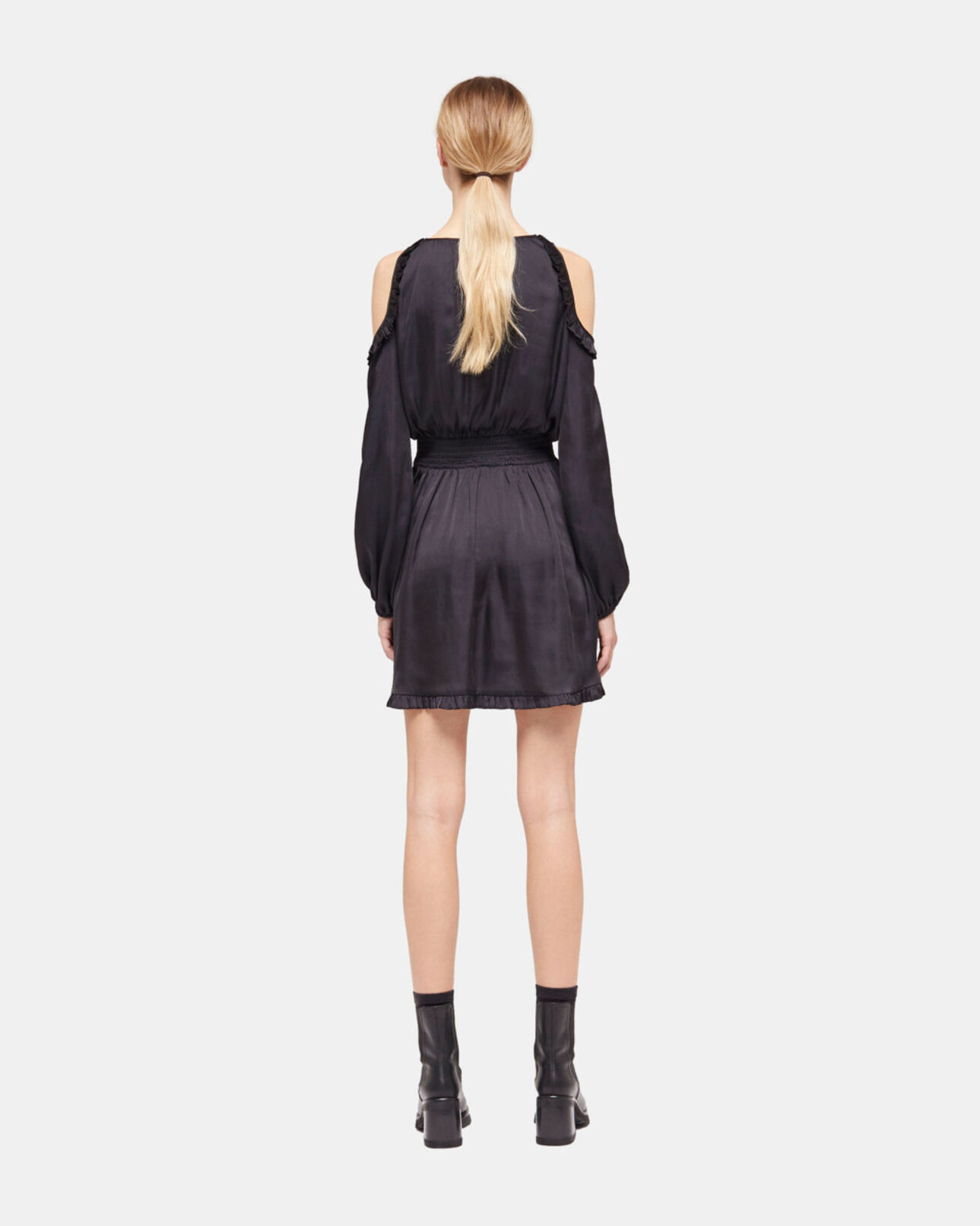 The Kooples WOMEN BLACK short black frilly dress