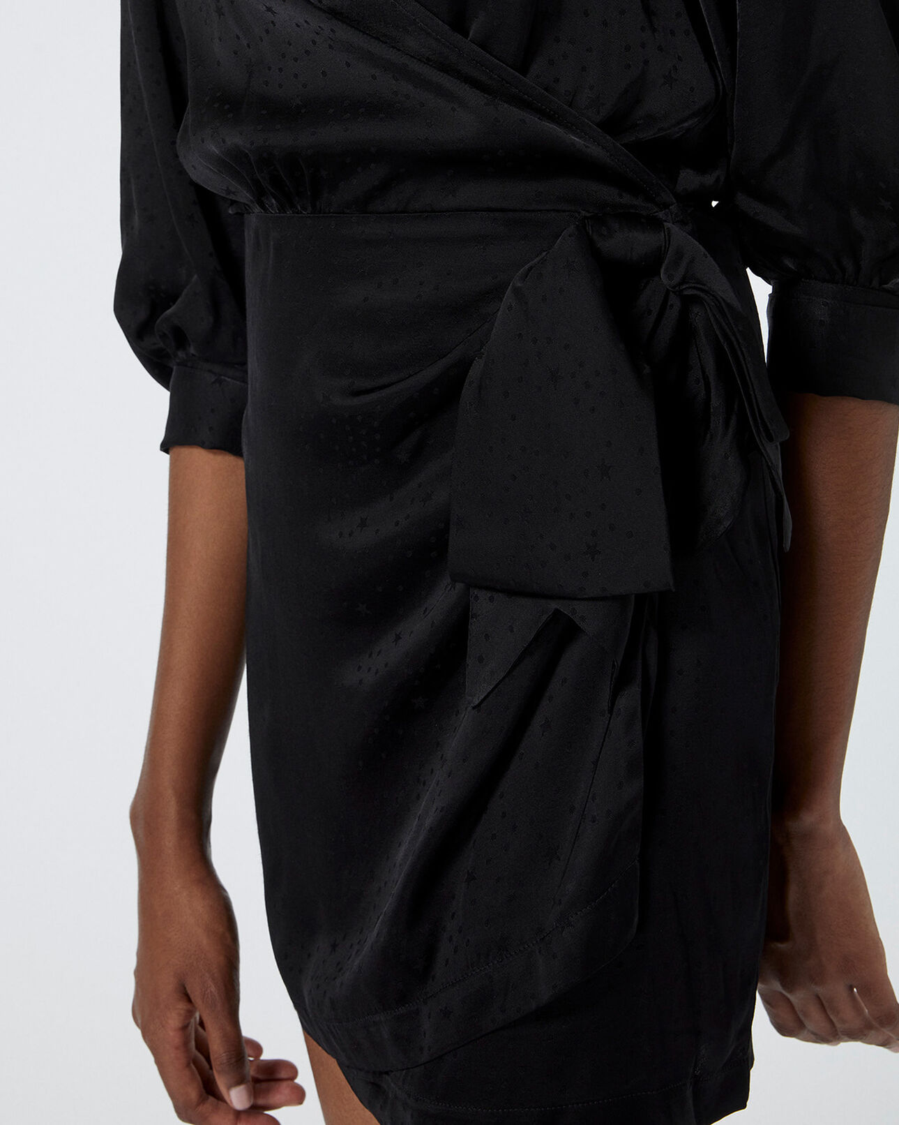 The Kooples WOMEN BLACK printed jacquard black wrap dress