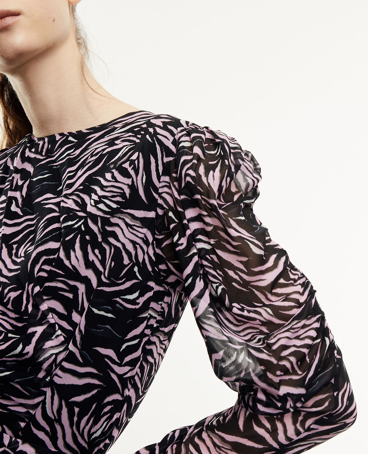 Short black and pink zebra print dress The Kooples