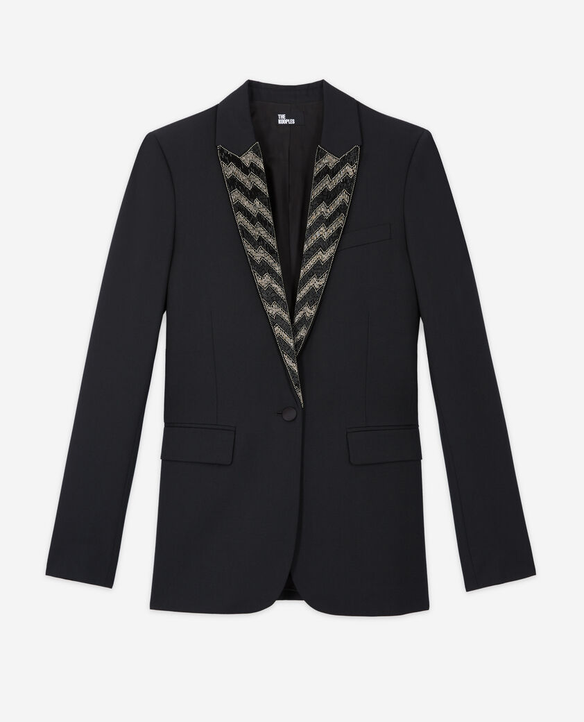 The Kooples FEMME BLACK veste à détails perles noire