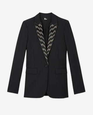 The Kooples FEMME BLACK veste à détails perles noire