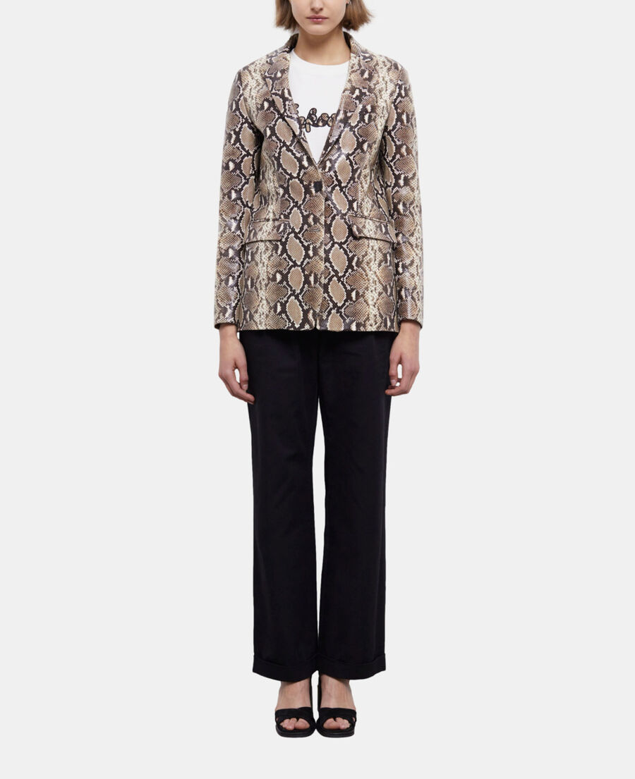 The Kooples FEMME PYTHON BEIGE veste en cuir python