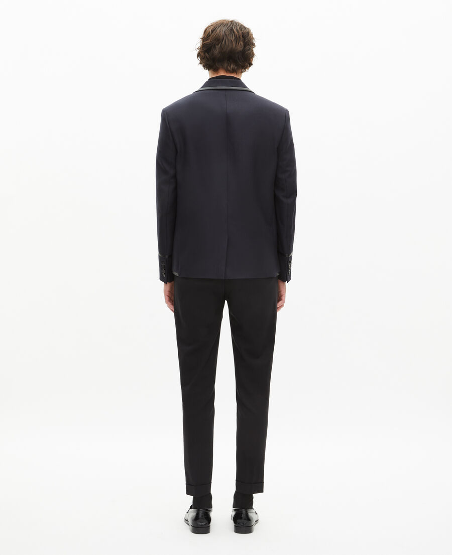 The Kooples HOMME DARK NAVY veste en laine m&eacute;lang&eacute;e bleu marine