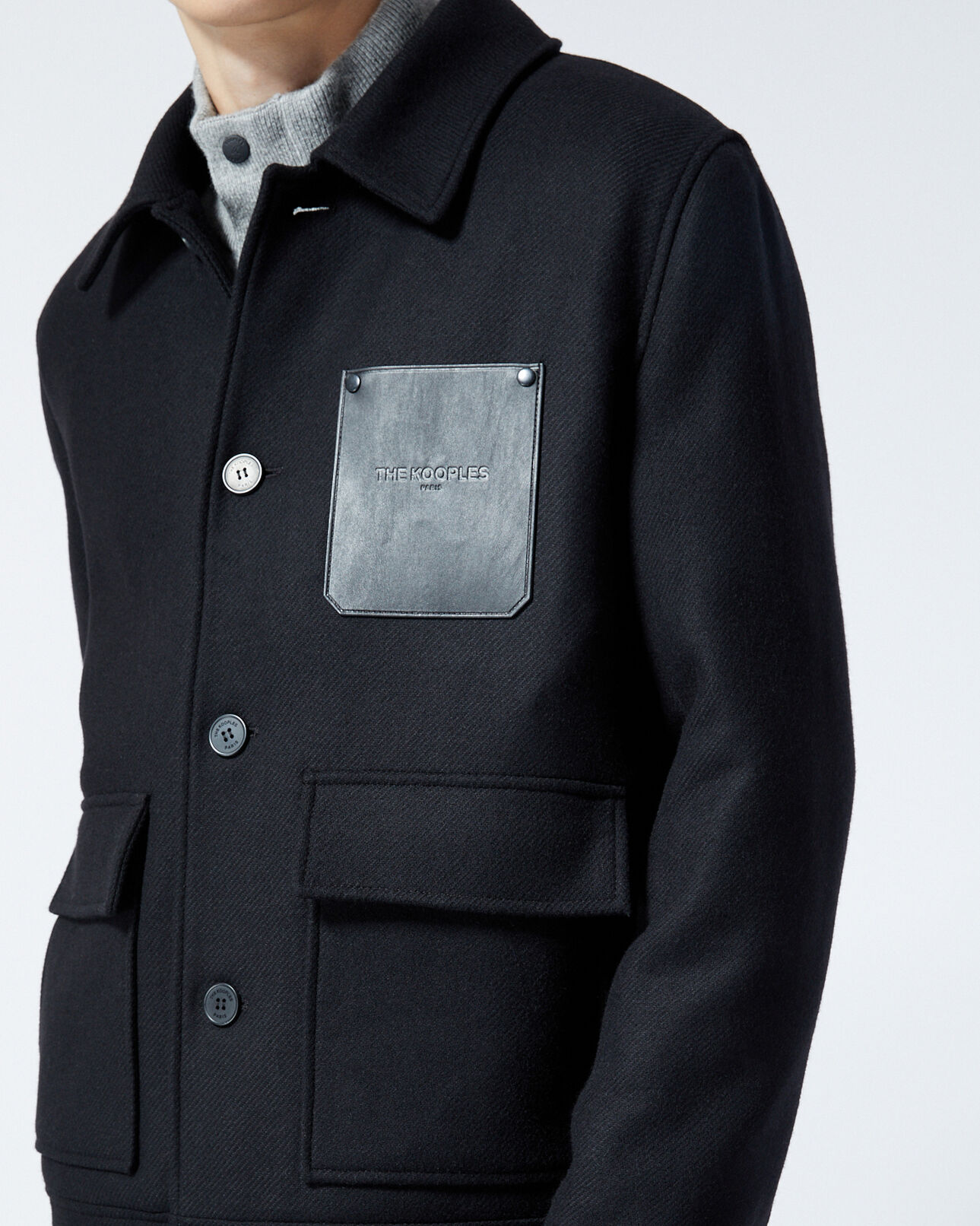 The Kooples HOMBRE BLACK chaqueta lana negra bolsillo pecho
