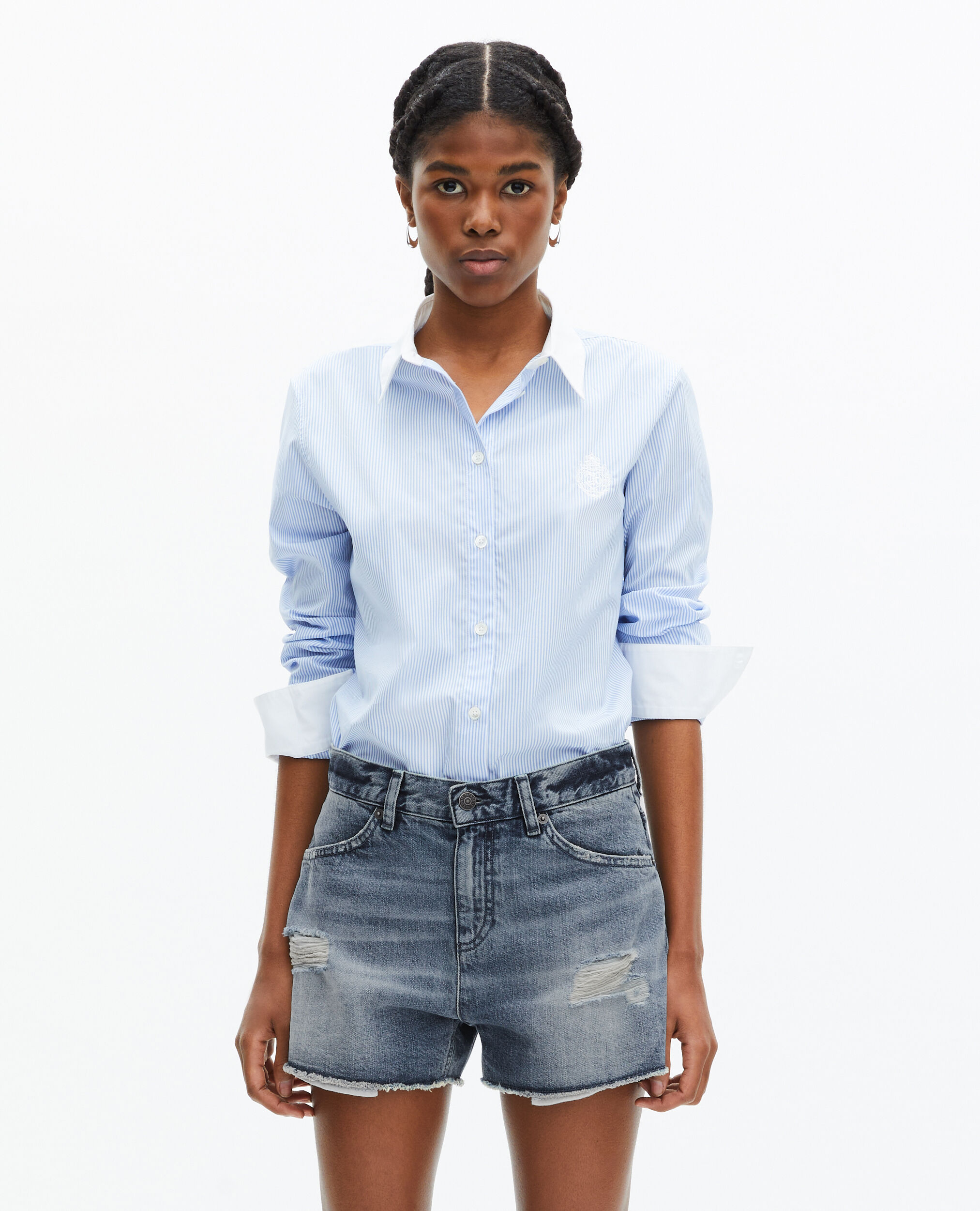 Blue denim shorts, BABY BLUE, hi-res image number null