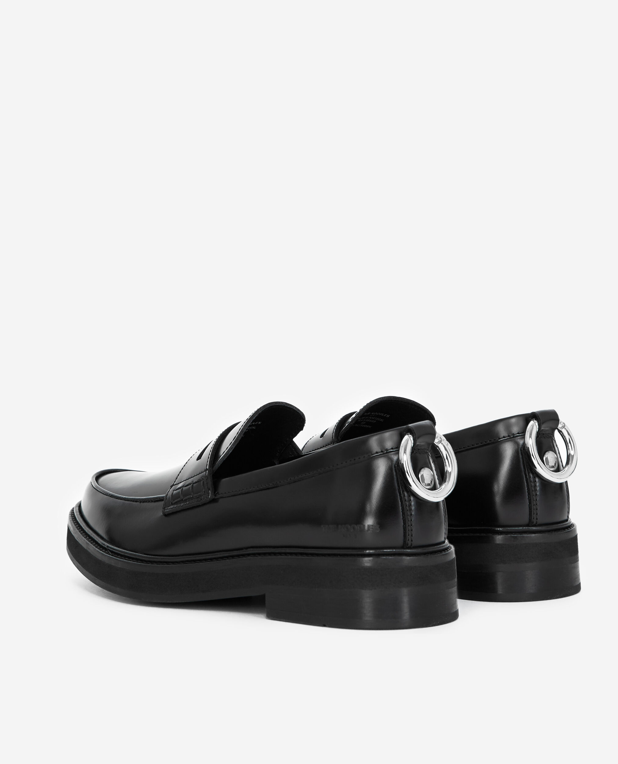 Chunky glossy black leather moccasins, BLACK, hi-res image number null