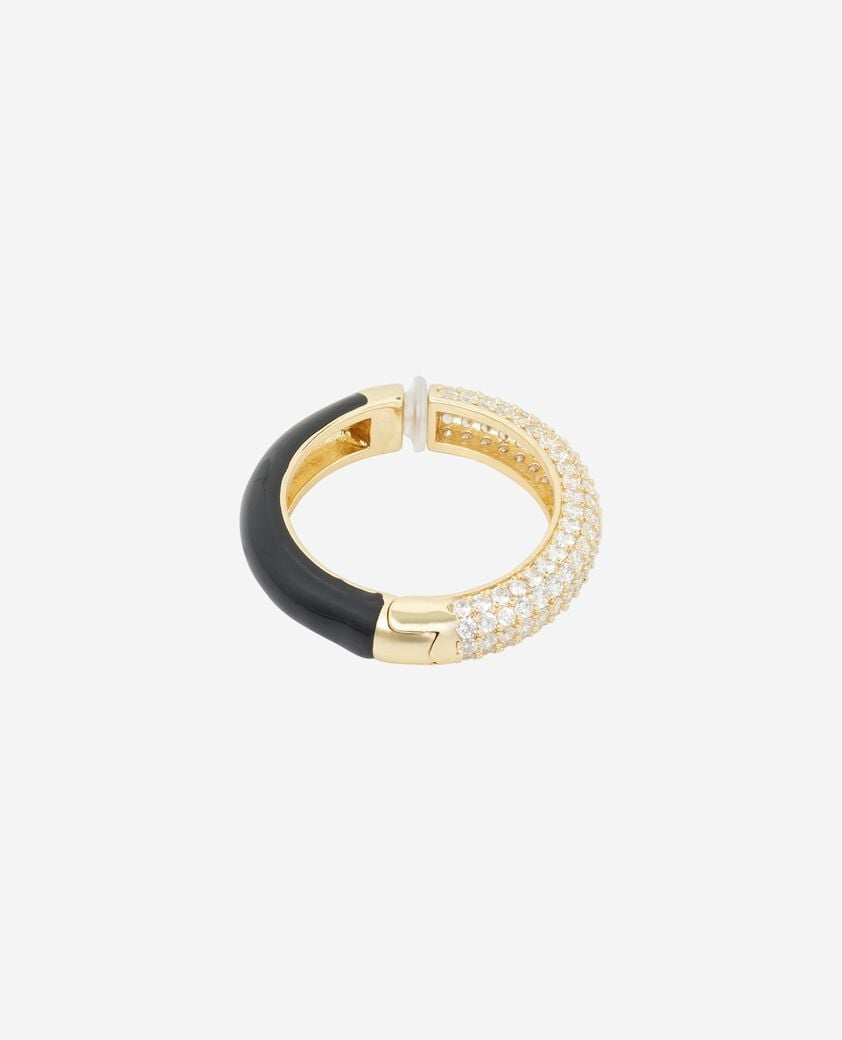The Kooples FEMME GOLD ear cuff avec strass doré et noir