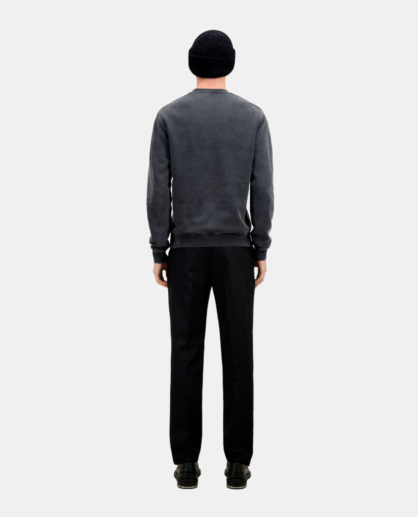 The Kooples HERREN BLACK WASHED herren schwarzes sweatshirt mit barking-dog-siebdruck