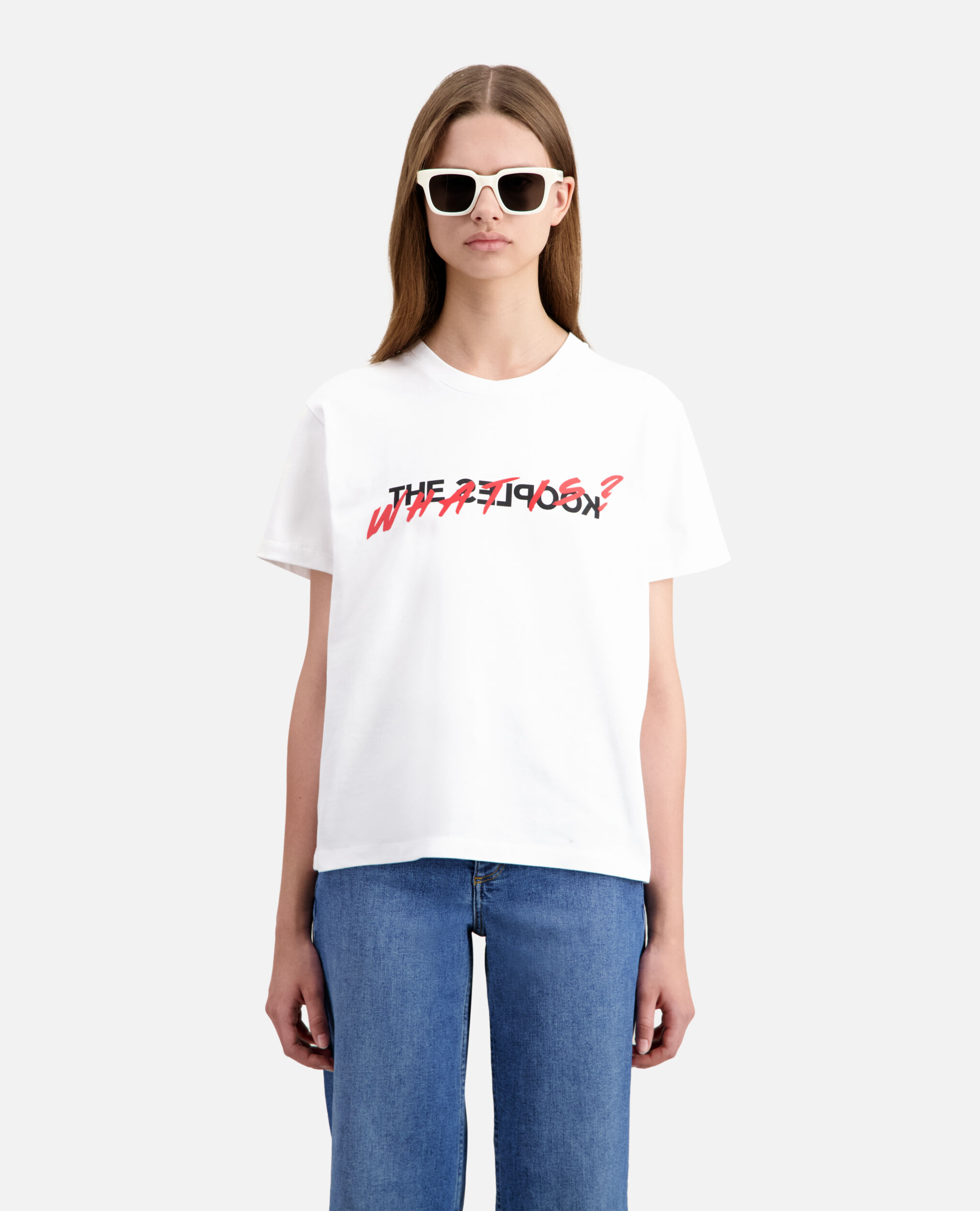 Weißes T-Shirt „What is“ für Damen, WHITE, hi-res image number null