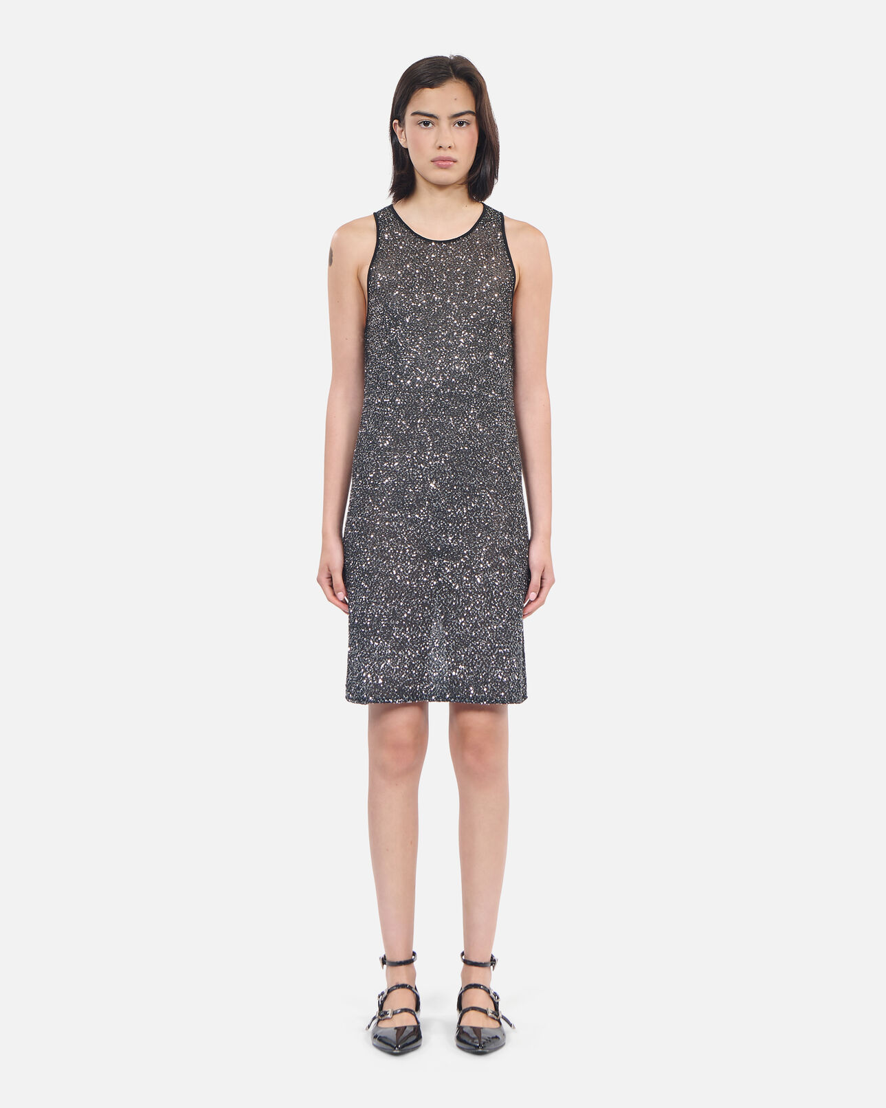 The Kooples DAMEN BLACK kurzes, schwarzes strickkleid mit pailletten