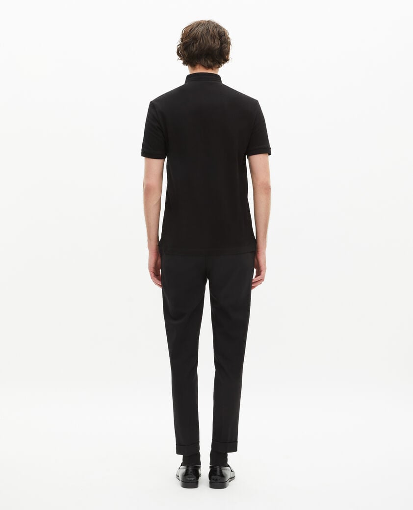 The Kooples HOMME BLACK polo en coton piqué noir
