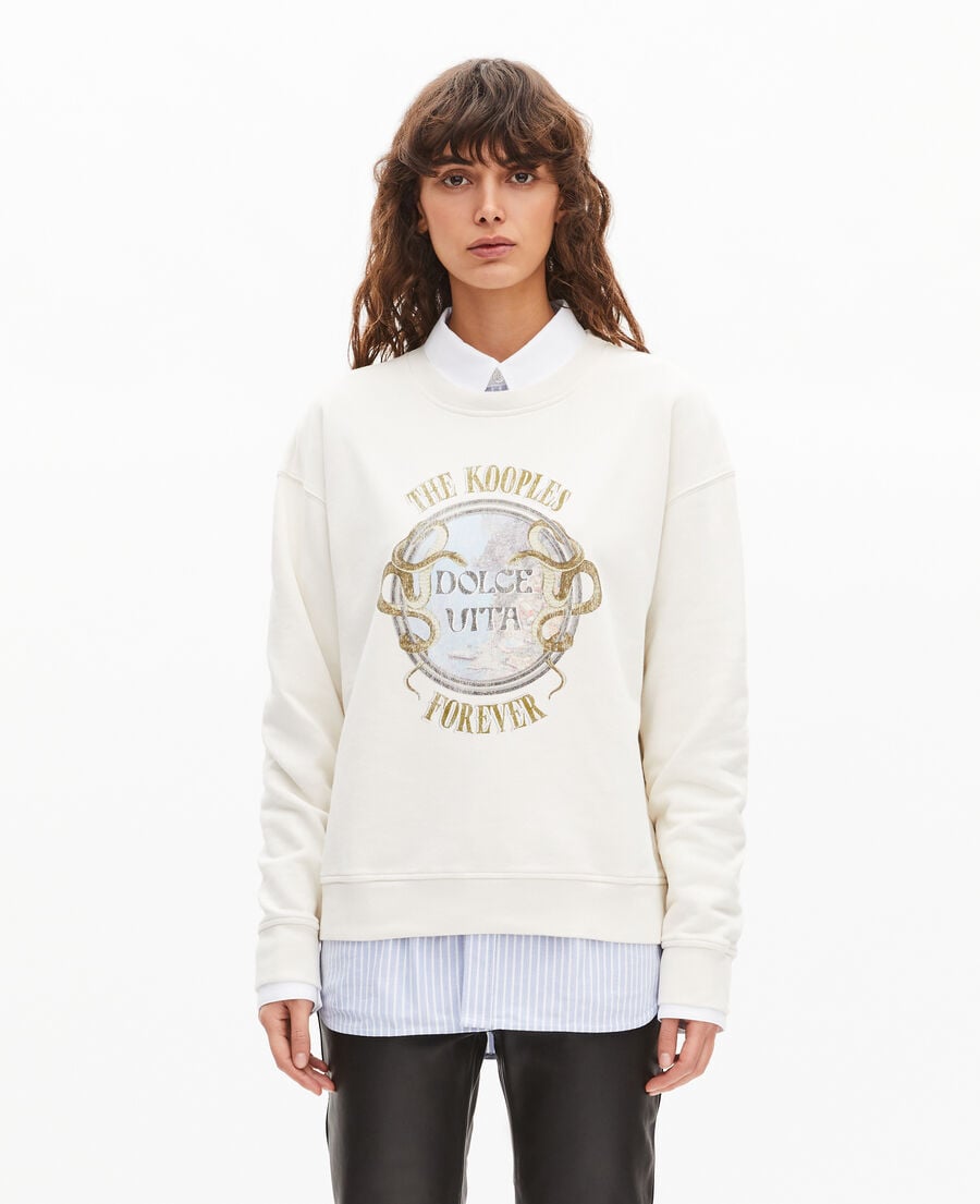 The Kooples F LIGHT BEIGE sweatshirt with beige screen print