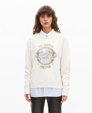 The Kooples F LIGHT BEIGE sweatshirt with beige screen print