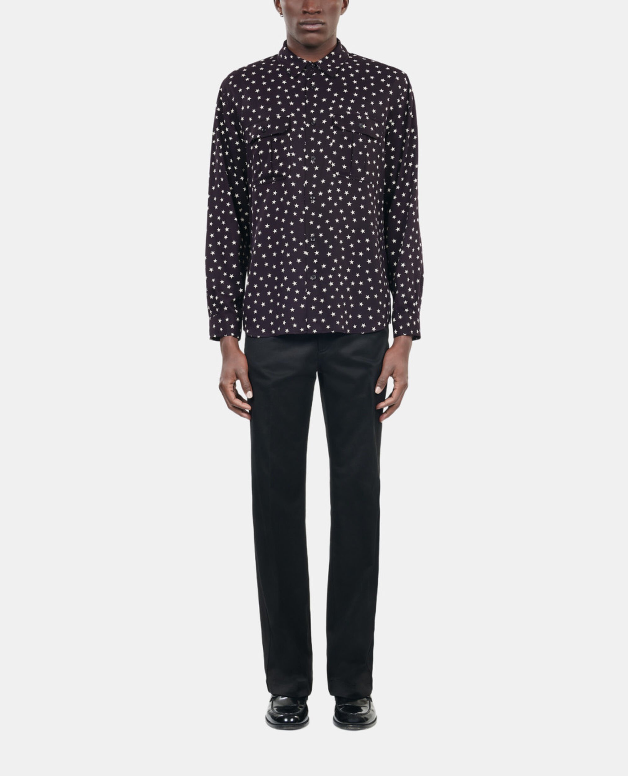 Star printed shirt, BLACK WHITE, hi-res image number null