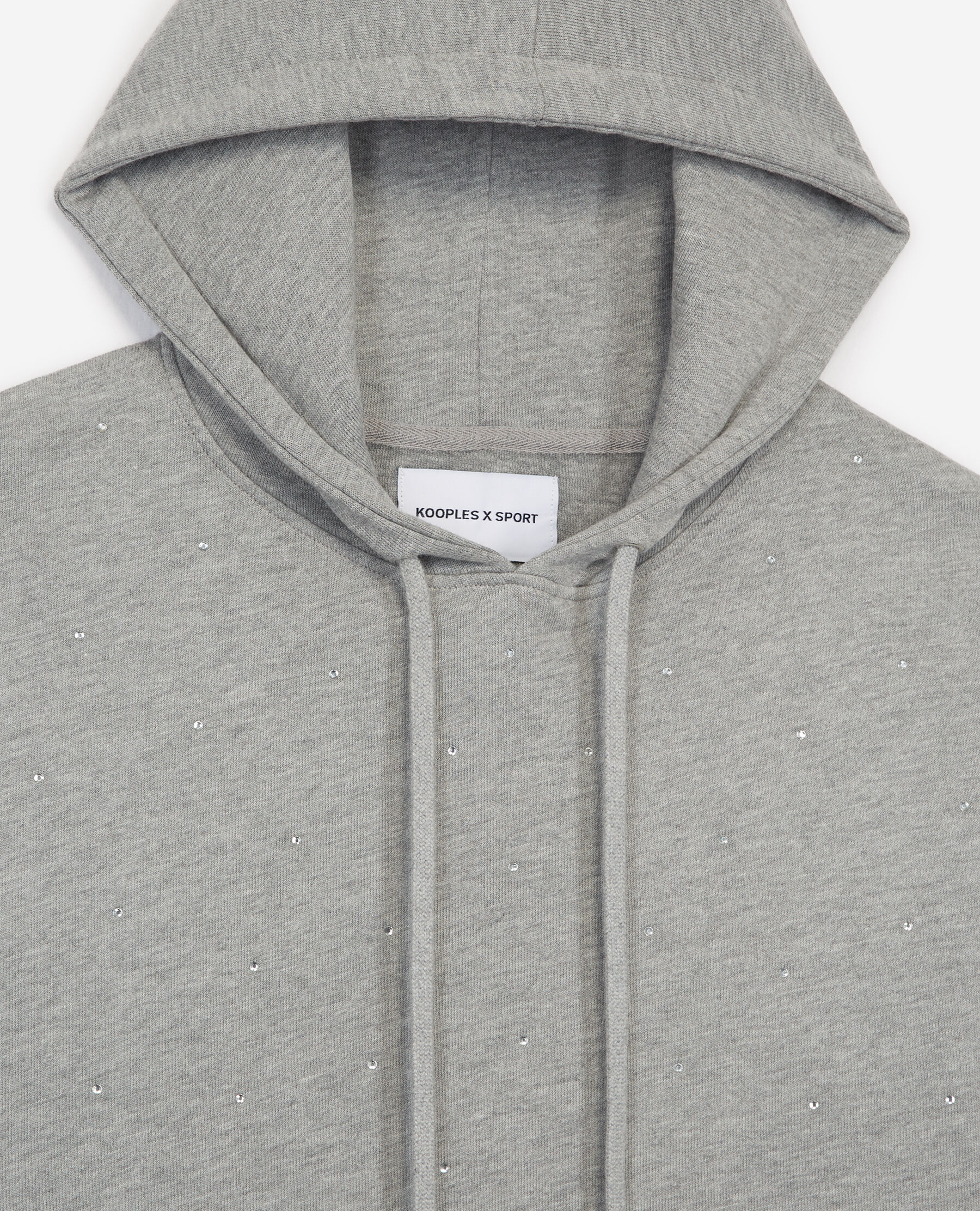 Grey hoodie with rhinestones all over