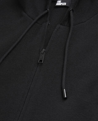 The Kooples HERREN BLACK - RED schwarzer cardigan mit kapuze aus wolle