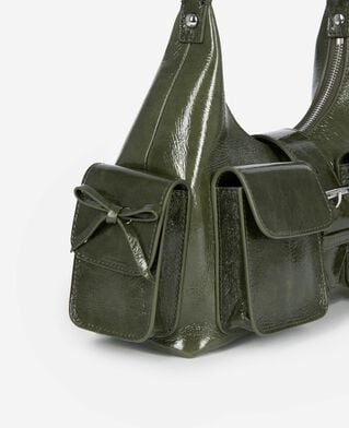 The Kooples F OLIVE_01 amelia bag in green cracked leather