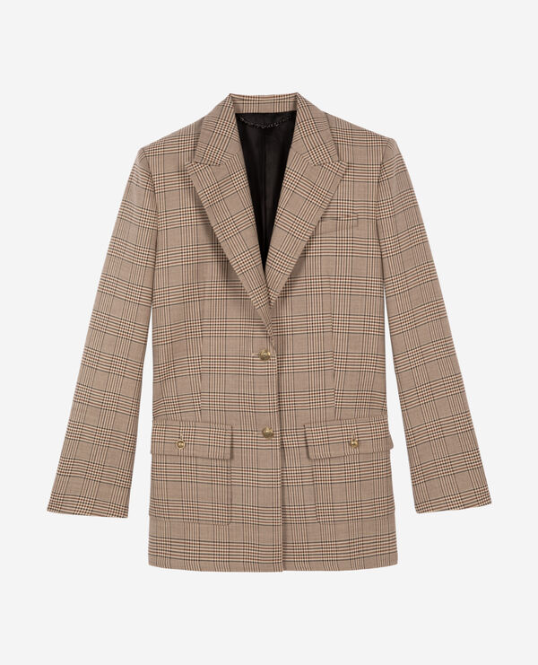 The Kooples DAMEN BEIGE-BROWN anzugjacke aus prince de galles-wolle in beige