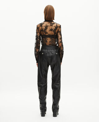 The Kooples WOMEN BLACK straight-leg leather pants