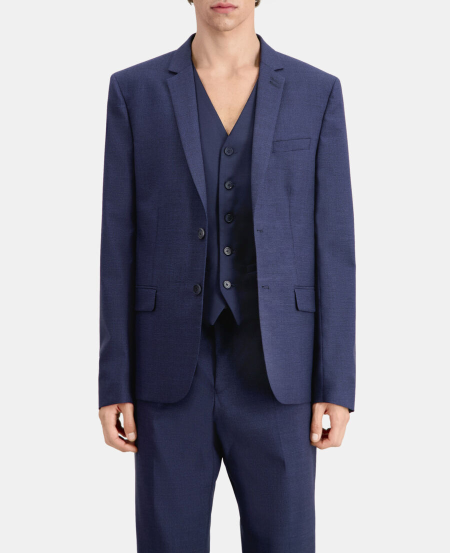 chaqueta traje azul marino lana micromotivos