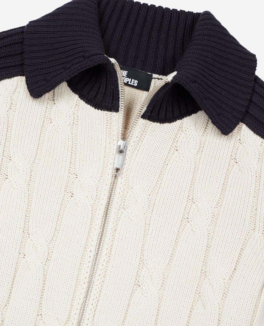 The Kooples WOMEN ECRU NAVY ecru cotton cardigan